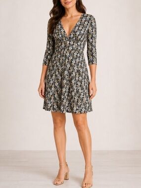 Patagonia Margot Nature Leaf Print Fit Flare Dress Size S Earthcore Minimalist